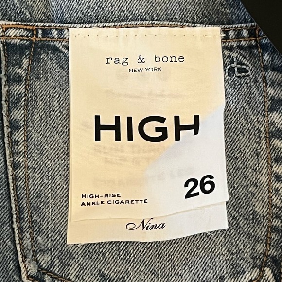 RAG & BONE NINA HIGH-RISE DISTRESSED ANKLE CIGARETTE JEANS NWT WOMEN'S SIZE 26 - Picture 13 of 16